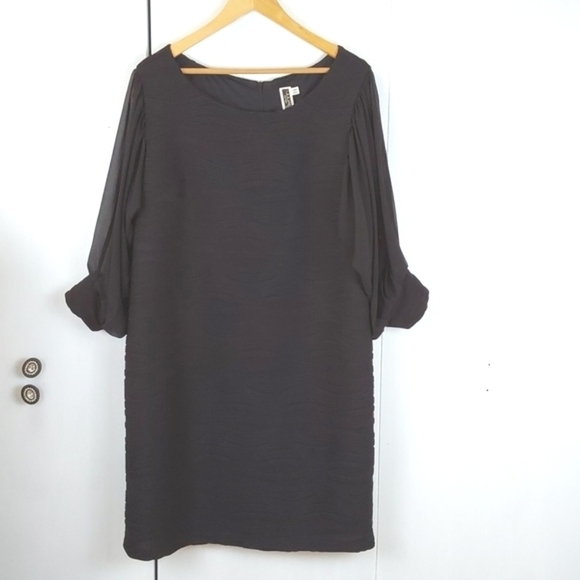 Julian Taylor Dresses & Skirts - Julian Taylor| Womens Black Flowy Sheer Sleeves Dress Minimal Elegant Sz.16W